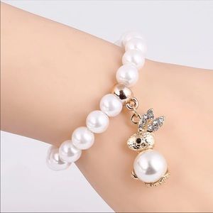 Jeweled Pearl Bunny bracelet $20 bulk of 12!